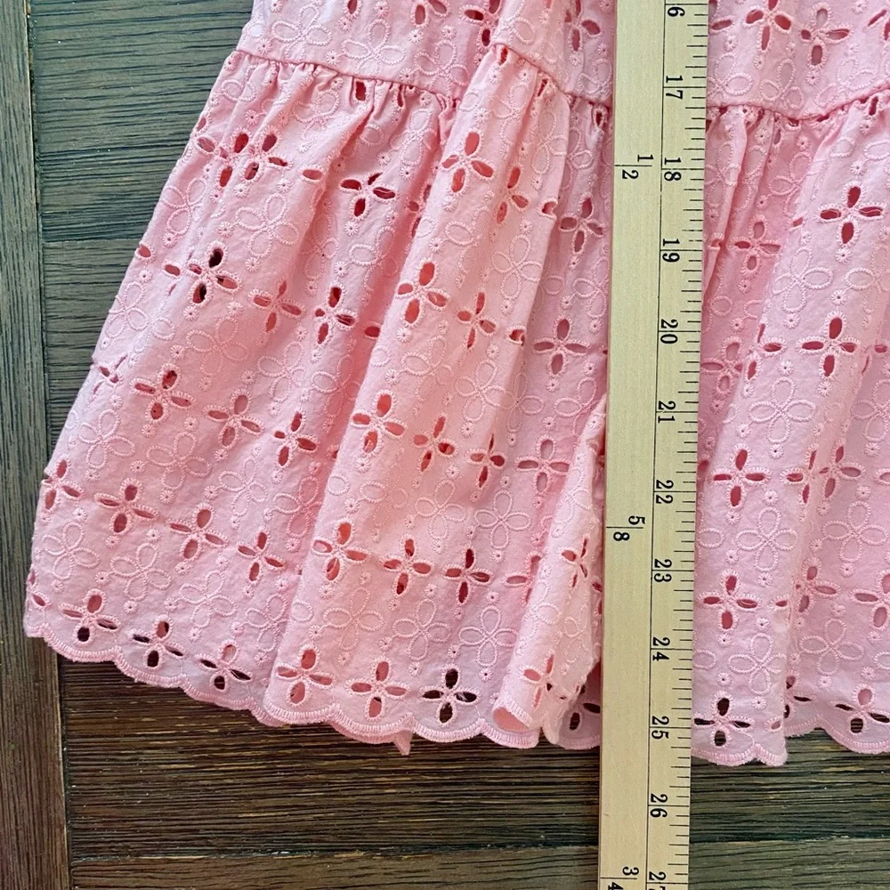 Hanna Andersson Top Girls 12 Pink Airy Eyelet Lined Swing Shirt 150 cm EUC